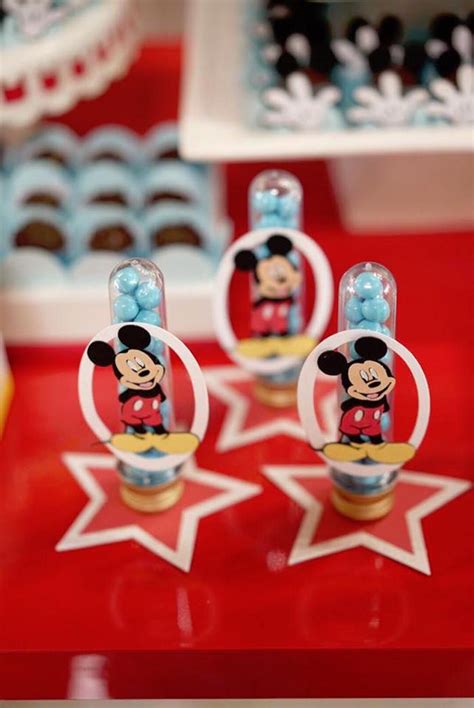 Mickey Mouse Candy Favor Tubes From A Mickey Mouse 1st Birthday Party