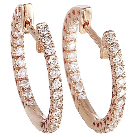 Lb Exclusive K Yellow Gold Ct Diamond Inside Out Hoop Earrings