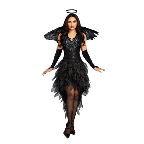 dreamgirl women s luxurious angel of darkness costume dress black angel costume