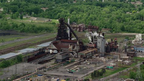 48k Stock Footage Aerial Video Of A Steel And Mining Factory In Warren