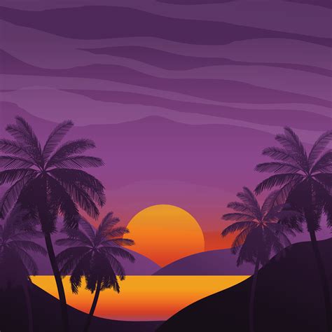 Colorful Sunset On The Tropical Island Beautiful Ocean Beach With