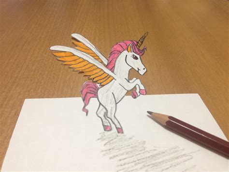Please follow this post and look at these amazing 3d drawings. 3D Unicorn Drawing - Anamorphic Illusion