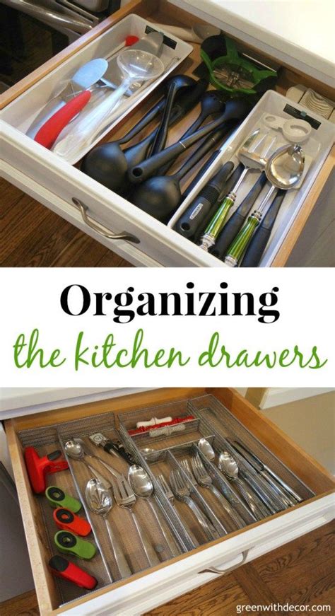 This cabinet uses a wire divider to keep cutting boards and pans upright, but that overhead space can do more. Organizing the kitchen drawers (even the junk drawer ...