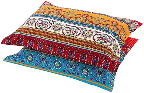 Hnnsi Exotic Striped Bohemia Pillow Shams King Size 2