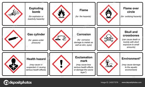 Globally Harmonized System Classification Labeling Chemicals Vector White Background