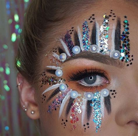 Facepaint Glitter And Jewels Festival Makeup Glitter Rave Makeup