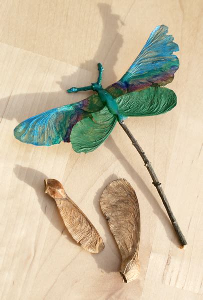 Dishfunctional Designs Painted Dragonfly Made From Maple Tree Seeds