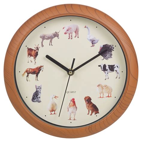 Yard Animal Print Wall Clock Musical Sounds Battery Operated Kitchen