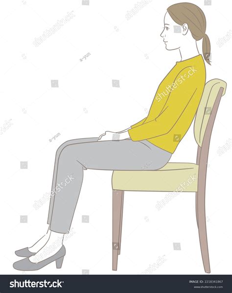 Woman Sitting On Chair Leaning Back Stock Vector Royalty Free