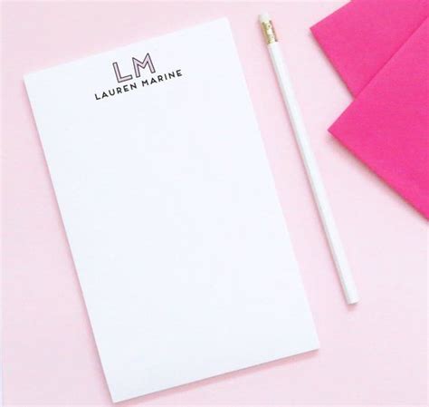 Monogrammed Womens Notepads Customized Note Paper For Women Custom