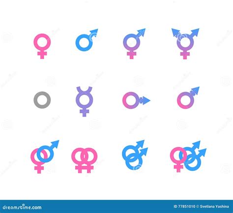 Iconos Coloridos Del Símbolo Y De La Identidad Del Género En El Fondo Blanco Ilustración Del