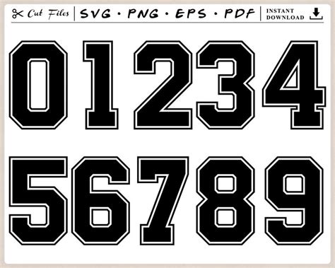 Sports Numbers Svg Jersey Numbers Svg Varsity Fonts Svg Etsy Israel