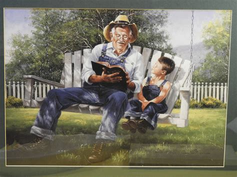Grandfather And Grandson Painting Art And Collectibles Acrylic Awaji
