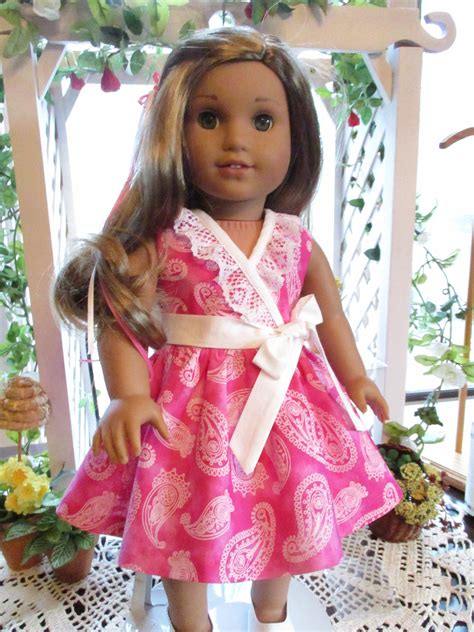 pink doll dress to fit your 18 american girl doll with white lace trim by emmakate0 on etsy
