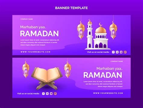 Premium Vector Realistic Ramadan Horizontal Banners Set