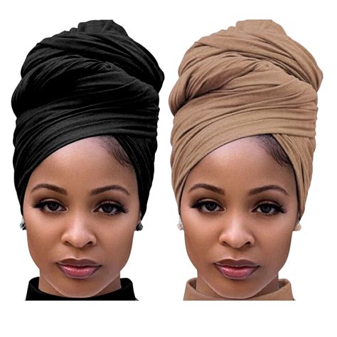 Buy Harewom 2 Pieces Headwrap F For Women Long Head Wrap Ves Soft African Turban Jersey Hair Tie
