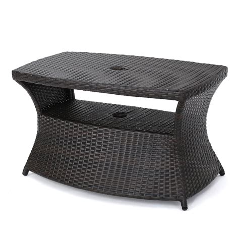 Berkeley Outdoor Wicker Side Table With Umbrella Hole By Christopher