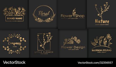 Floral Elegant Logos Set Royalty Free Vector Image