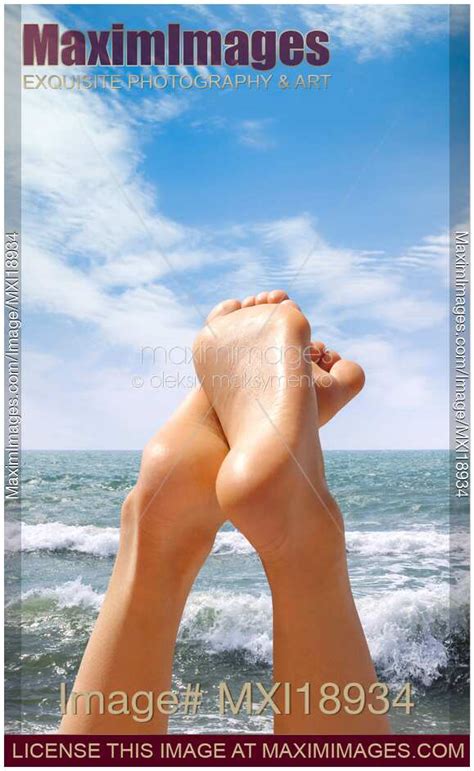 Photo Of Woman Feet In The Air At The Beach Stock Image Mxi18934