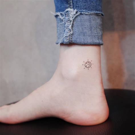 minimalist sun and moon tattoo on the ankle ankle tattoos for women ankle tattoo designs