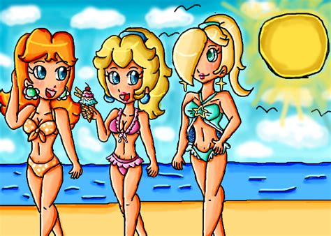 Peach Daisy And Rosalina At The Beach By Ninpeachlover On Hot Sex Picture