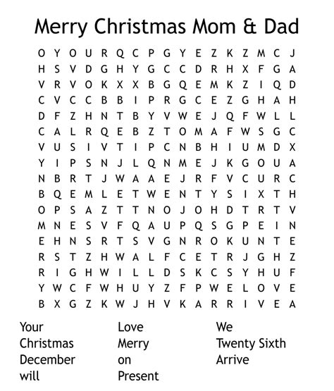 Merry Christmas Mom And Dad Word Search Wordmint