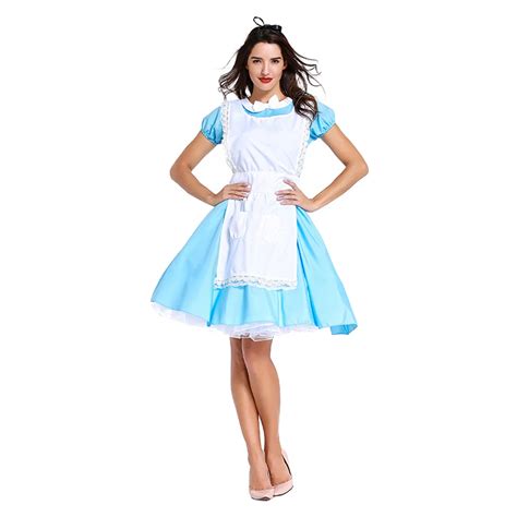 Alice In Wonderland Cosplay Costume Adult Womens Maid Blue Dress Suit Maids Lolita Cosplay