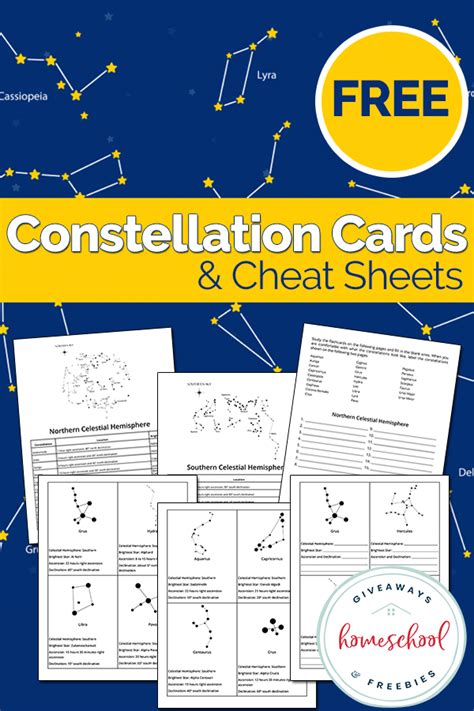 Free Constellations Cards And Cheat Sheets Homeschool Astronomy