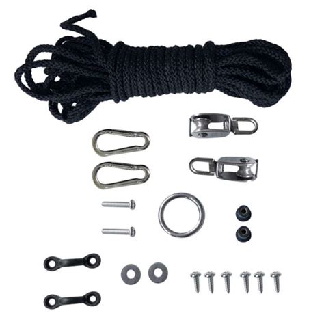 Promo 1 Set Kayak Boat Anchor Trolley Kit Rope Pulley Pad Eyes Well