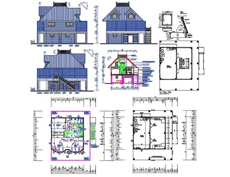 Traditional Bungalow Design With Working Drawing Autocad File Cadbull
