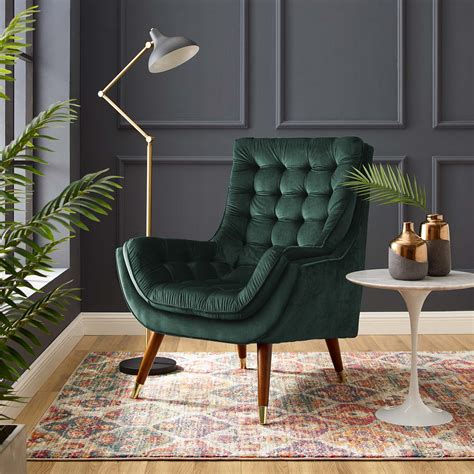 Suggest Button Tufted Upholstered Velvet Lounge Chair Green By Modway
