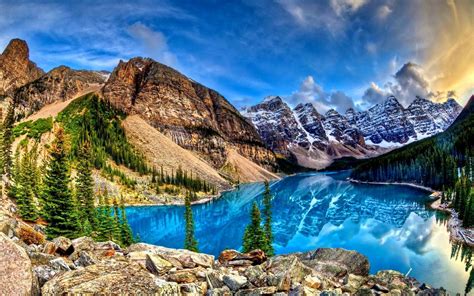 Upload your first copyrighted design. Amazing blue lake reflecting the mountains HD desktop ...