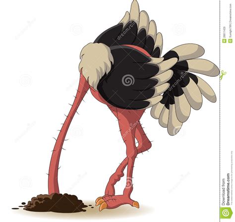 Ostrich Has Buried A Head In Land Stock Illustration Illustration Of