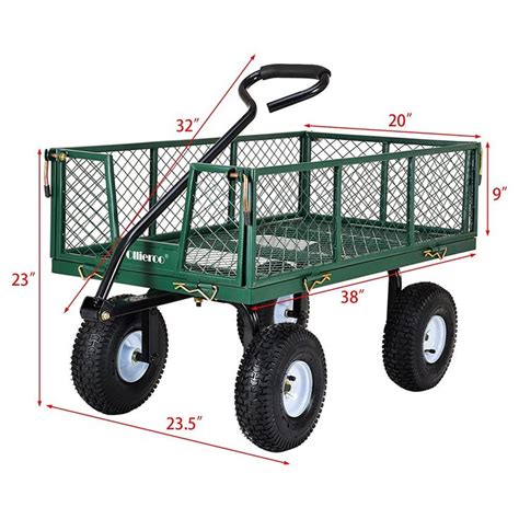 Ollieroo Utility Wagon Farm And Ranch Heavy Duty Steel Garden Cart With