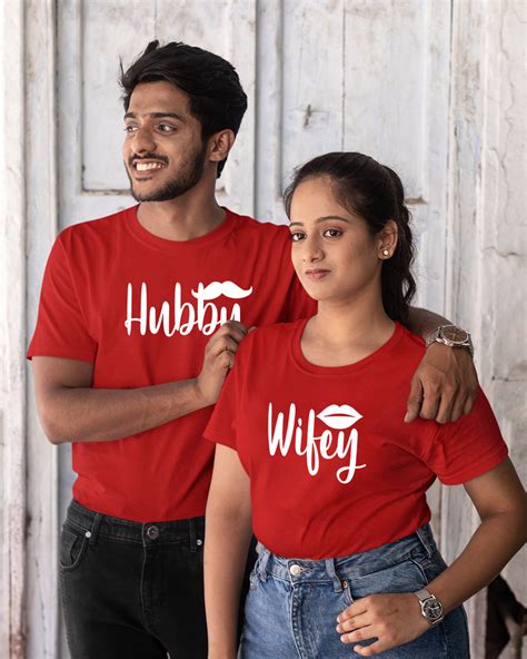 Buy Pack Of 2 Unisex Red Hubby Wifey Couple T Shirt Online At Bewakoof