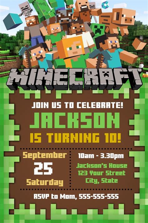 Free Minecraft Birthday Invitations Printables
