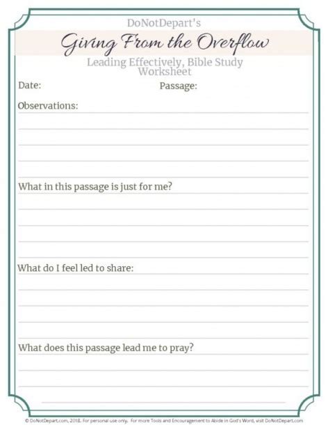 Word Bible Study Worksheets