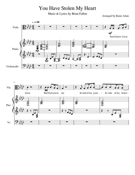you have stolen my heart brian fallon piano and strings sheet music for piano viola cello
