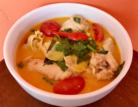 So tom kha gai means chicken galangal soup. Chicken Coconut Soup (Tom Kha Gai)