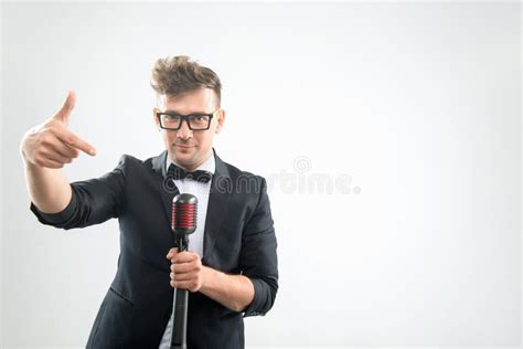 Mc Singing In Microphone Stock Image Image Of Caucasian 43965497