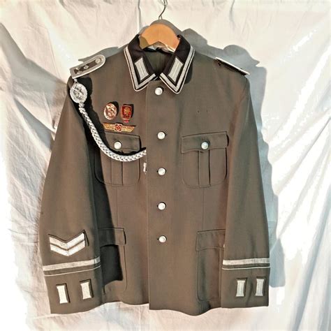 East German Army Nva Dark Collar Nco Uniform Tunic Pants Visor Cap