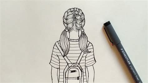 How To Draw A Girl With Backpack Easy Step By Step Youtube