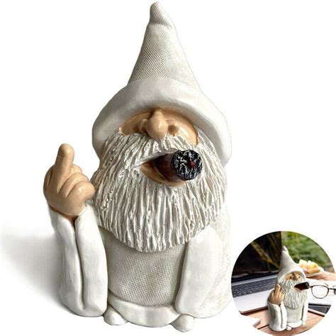 15 Cm Middle Finger Garden Gnome Gnomes Go Away Statue Funny Lawn