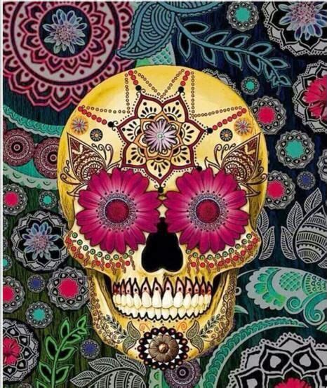 5d Diy Diamond Painting Skull Needlework Embroidery Square Rhinestones