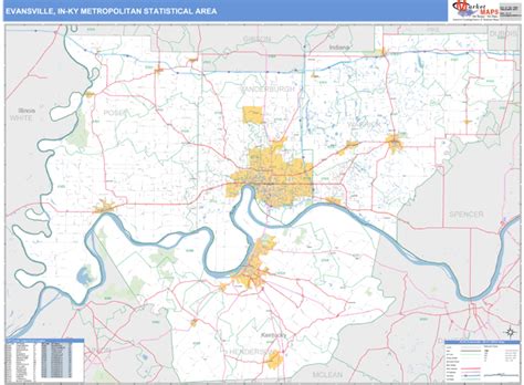 Evansville In Metro Area Wall Map Basic Style By Marketmaps