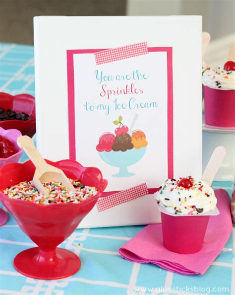 Printable Ice Cream Valentines Snack Pack