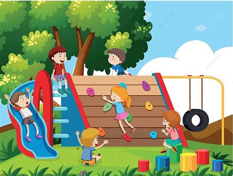 Children Playing At Playground Graphic Isolated Slide Vector Graphic