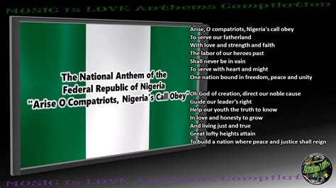 Nigeria National Anthem Arise O Compatriots Nigerias Call Obey