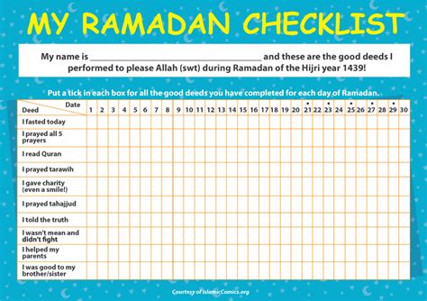 Printable Ramadan Checklist Amust
