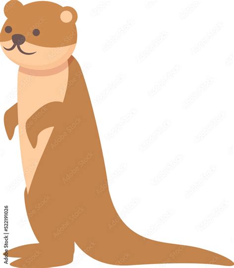 Cute Weasel Icon Cartoon Vector Marten Animal Funny Tail Stock Vector